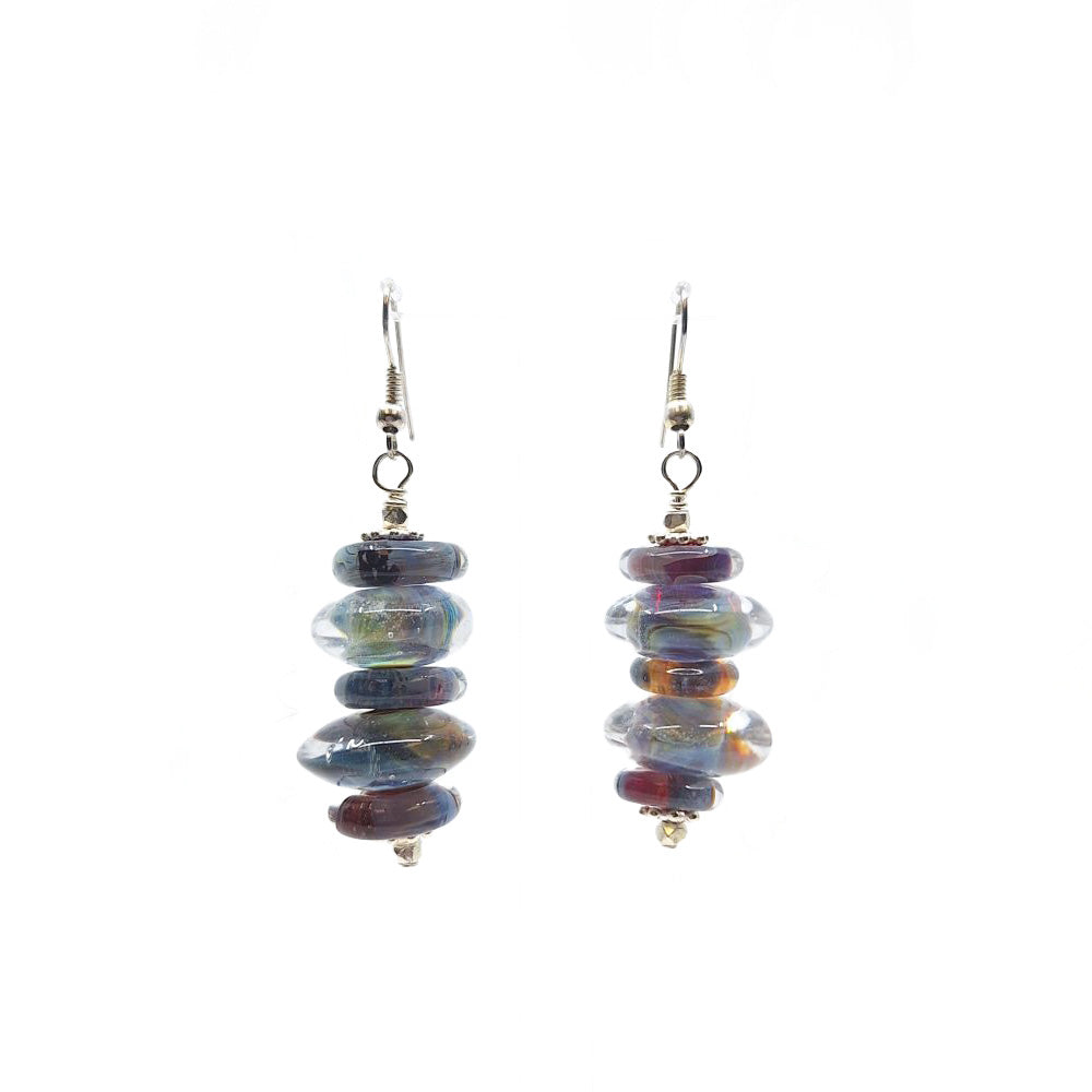 Iridescent Stack Glass Dangle Earrings
