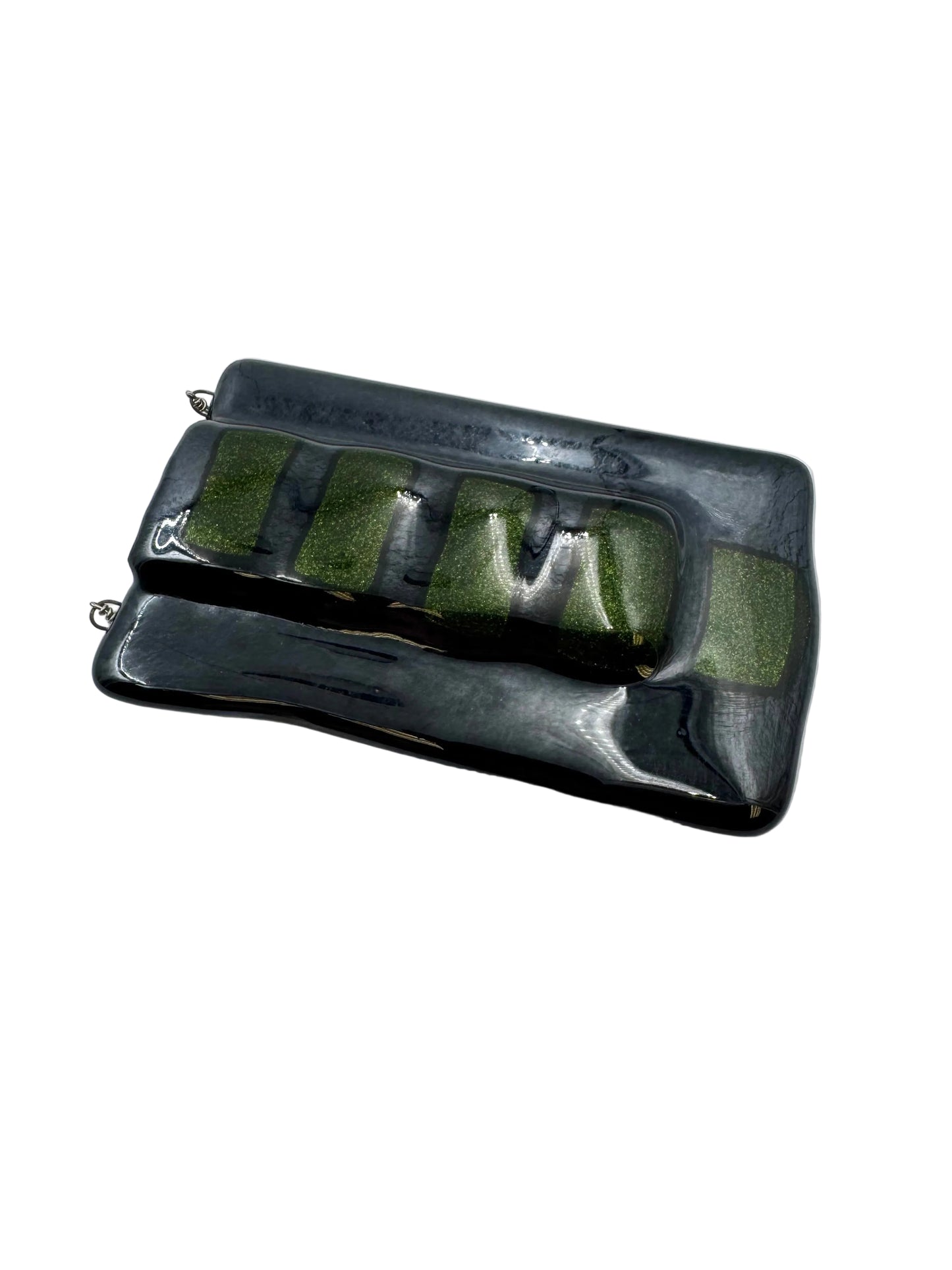 Metallic Green Stripe Wall Pocket Vase