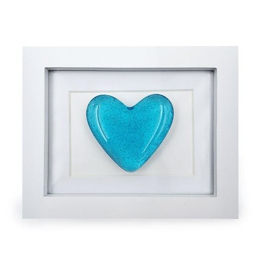 Framed Heart-  Small Azure Blue