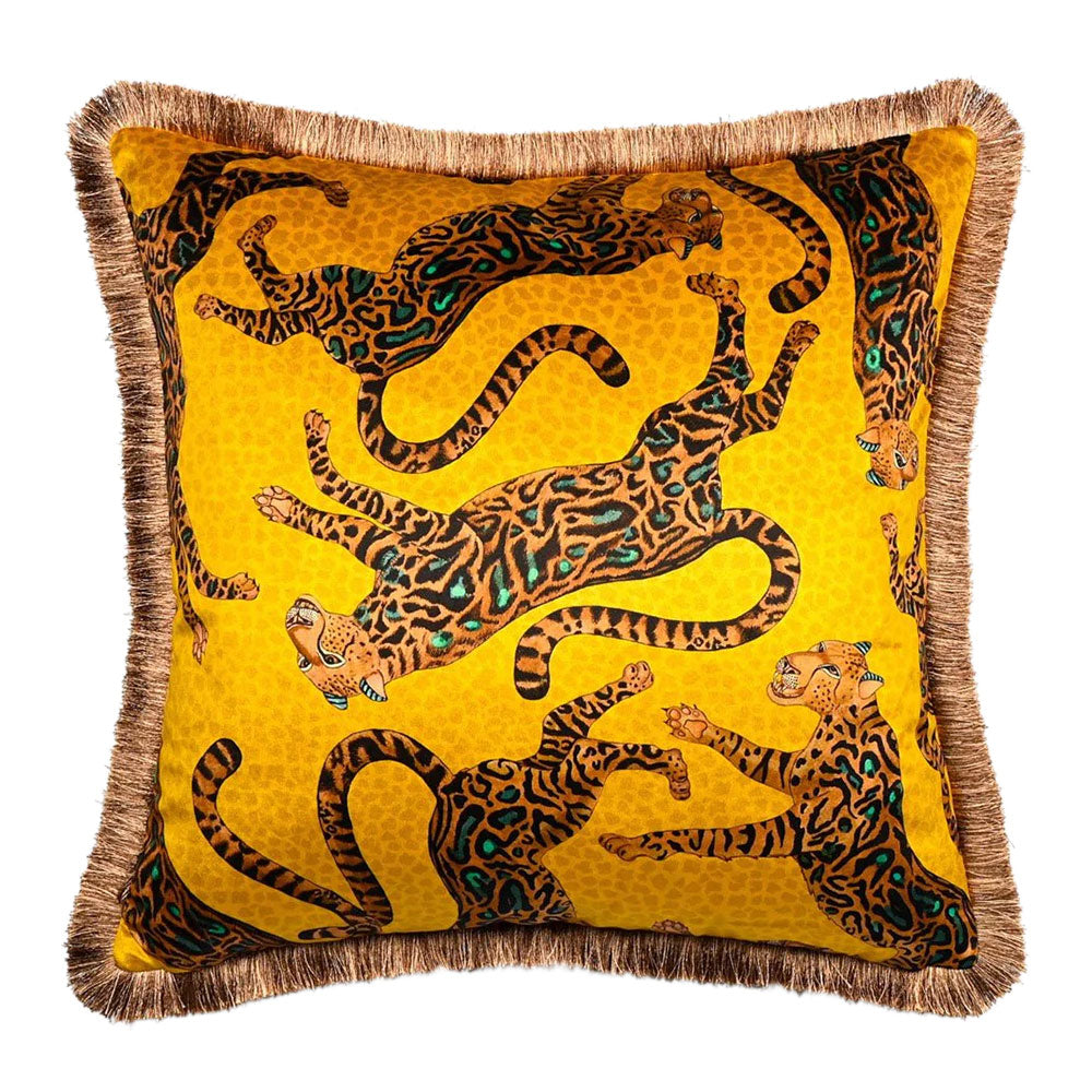 Cheetah Kings Fringe Pillow