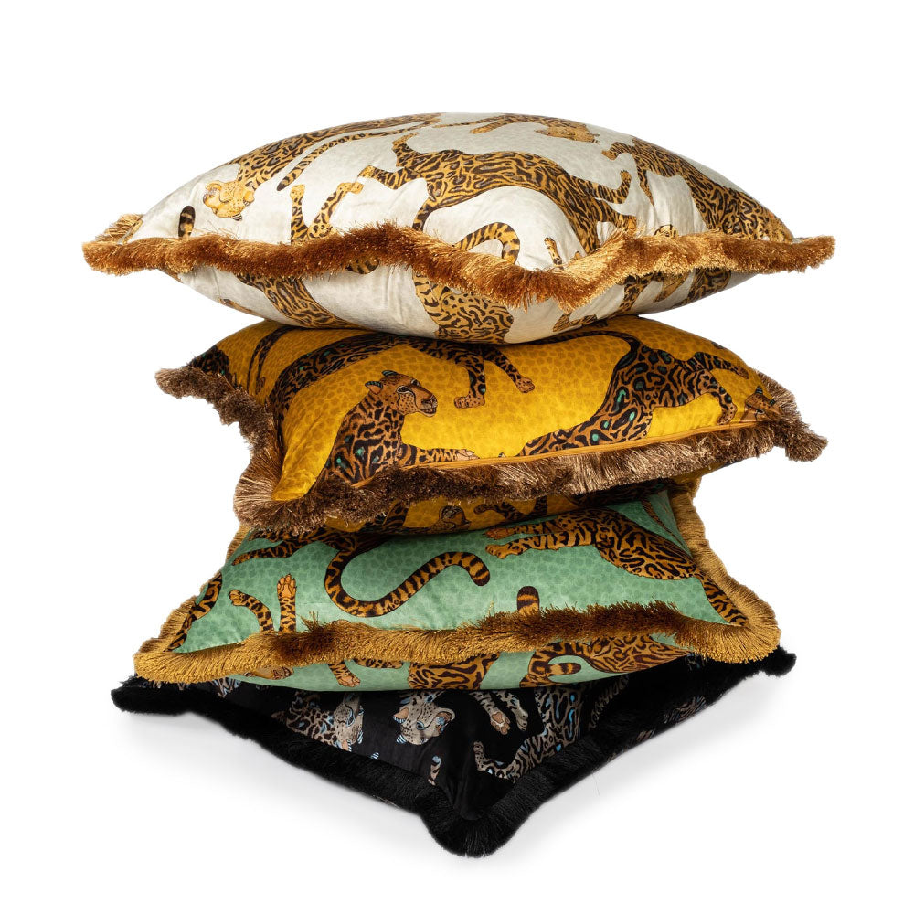 Cheetah Kings Fringe Pillow