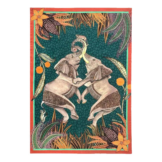 Dancing Elephants Tea Towel