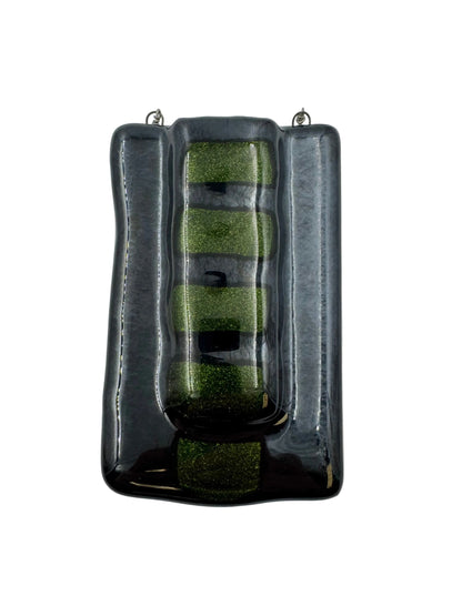 Metallic Green Stripe Wall Pocket Vase