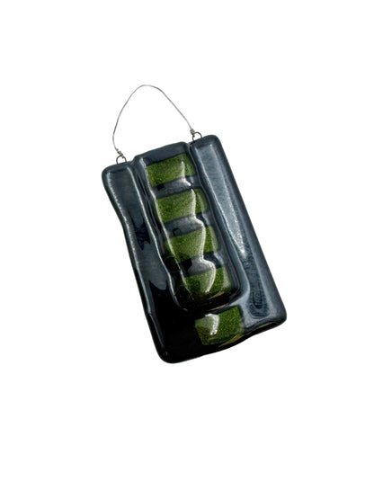 Metallic Green Stripe Wall Pocket Vase