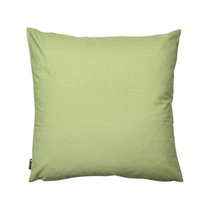 Reverse view of the white Monkey Bean Pillow displaying solid sage green fabric. 