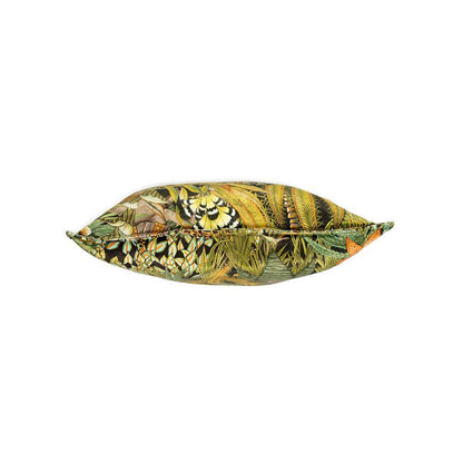 Top-down view showing the filled, plush profile and knife-edge seam of the Sabie Forest Pillow. 